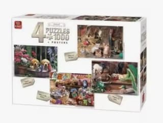 Puzzle 4 x 1000 piezas Colección Animal por 13,99€ (3,50€/ud)
