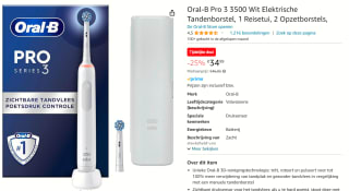 Oral-B Elektrische Tandenborstel Pro 3 3500 Wit met reisetui voor €34,99 bij Amazon