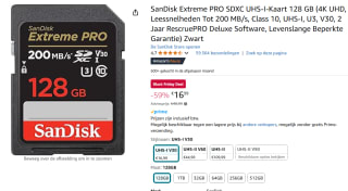 SanDisk Extreme Pro SDXC - Geheugenkaart - 128GB voor €16,99 bij Amazon