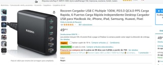 Cargador Rocoren USB C 100W por 19,95€