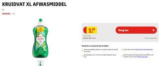XL Kruidvat Ultra Concentrated afwasmiddel 1 L voor €1,39