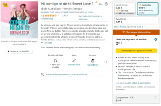 Audible gratis "ni contigo ni sin ti" en Amazon