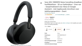 Sony WH-1000XM5 Noise Cancelling draadloze hoofdtelefoon voor €303 bij Amazon