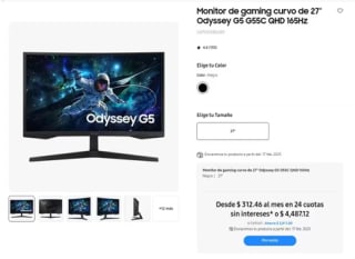 Monitor Curvo 27" Odyssey G5 G55C $3,635 | Estudiantes (Cupón)
