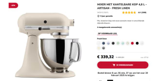 KitchenAid Keukenrobot - Keukenmachine Artisan met 300 Watt - 4,8 L voor €339,32 bij Kitchenaid