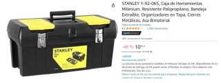 Caja de Herramientas Stanley Milenium, Resistente Polipropileno, Bandeja Extraíble, Organizadores en Tapa, Cierres Metálicos, Asa Bimaterial por 10.95€
