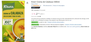 5 Botes de Knorr Crema de Calabaza 500ml por 6.13€