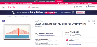 Smart Tv Samsung Qled The Frame 55" 4K Ultra Hd por $549.990