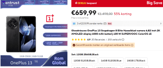 ONEPLUS 13 - 256GB - 5G - Black Eclipse - 256 GB Zwart voor €659,99 bij Aliexpress