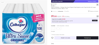 108 Rollos Colhogar Ultra Suave Original 2 capas por 29,35€ (cuenta nueva por 17,61€)