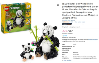 LEGO Creator 3-in-1 wilde dieren: Pandafamilie voor €26,24 bij Amazon