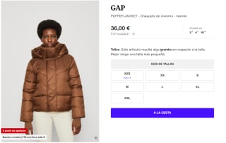 Chaqueta de Invierno para Mujer GAP PUFFER JACKET por 36€