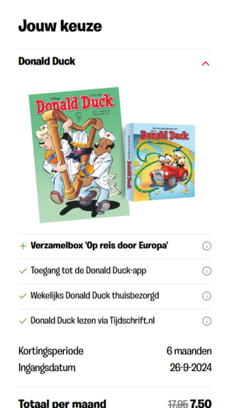 Abonnement van 6 maanden op de Donald Duck met gratis verzamelbox met 5 stripalbums voor €7,50