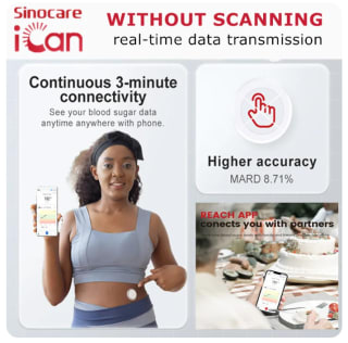 Sinocare-Monitor de glucosa en sangre iCan i3 CGM, 15 días, 24h por 35,57€