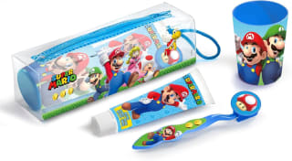 Super Mario Set Infantil con Neceser, Pasta de Dientes 75ml, Cepillo Dental y Vaso por 5,99€