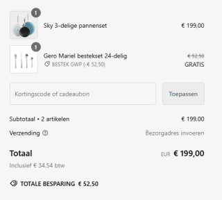 Gratis bestekset bij besteding vanaf €150 bij BK