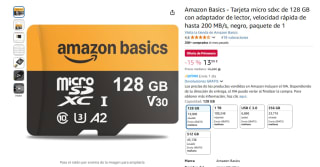 Amazon Basics Tarjeta micro-SD 128 GB con adaptador de lector por 13€