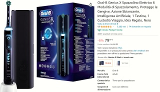 Oral-B Genius X Elektrische Tandenborstel - Zwart + Travel case voor €79,99 bij Amazon
