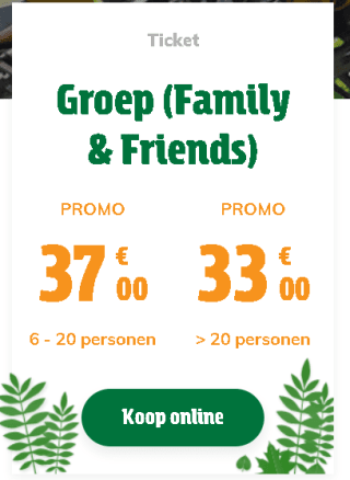 Ticket Bellewaerde (België) voor €33 per persoon vanaf 20 personen