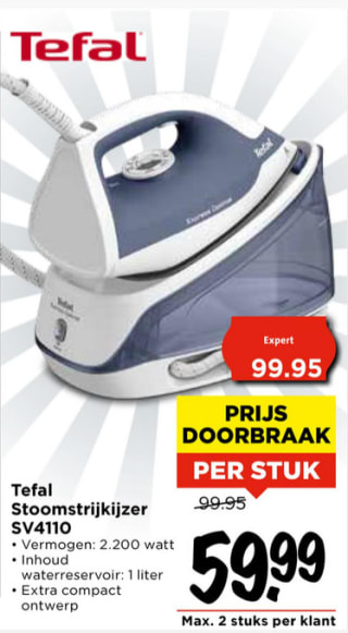 Tefal Stoomstrijkijzer SV4110 voor €59,99 bij Vomar