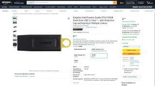 Flash Drive USB 3.2 Gen 1 Kingston DataTraveler Exodia DTX/128GB por 6,95€