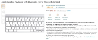 Teclado Apple Wireless (Reacondicionado) a $762 en Amazon