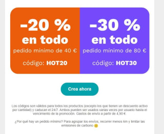 Descuento de 30% y 20% según imorte de compra