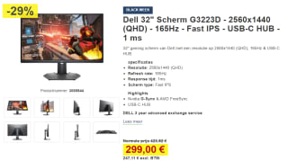 Dell G3223D 31.5" QHD IPS 165 Hz Gaming Monitor voor €299 bij Proshop