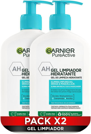 Garnier Pure Active Pack x2 Gel limpiador Hidratante por 8,91€