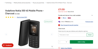 Nokia 105 4G Mobile Phone with VoLTE - Only £11