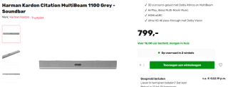 Harman Kardon Citation MultiBeam 1100 Grey - Soundbar voor €799 bij Boxxer
