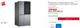 Refrigerador LG 28 pies a $25,999 en Sodimac