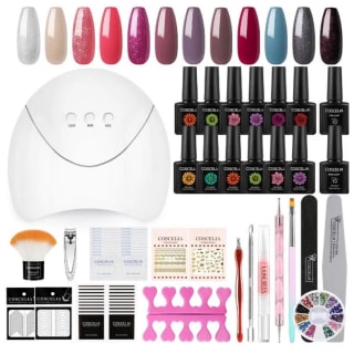 Kit de inicio para uñas de gel con lámpara UV/LED de 36W y 12 colores de esmalte por 16,46€