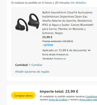 Belkin SoundForm ClearFit Auriculares Inalámbricos Deportivos por 23,99€