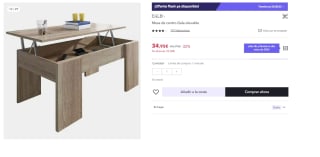 Mesa de centro elevable Gala por 26,21€