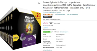 Douwe Egberts Koffiecups Lungo Intens 200 Cups voor €34,90 bij Amazon
