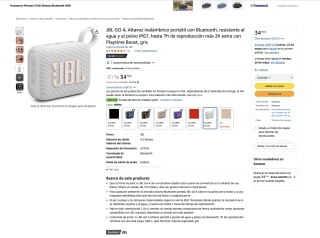 JBL GO 4 Altavoz inalámbrico portátil con Bluetooth resistente IP67 hasta 7h de reproducción más 2h extra con Playtime Boost por 34,70€