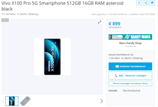 Vivo X100 Pro 5G Smartphone 512GB 16GB RAM voor €899 bij Willhaben