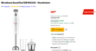 Moulinex Mix Easychef Hand Blender 450w voor €19,99 bij Bol
