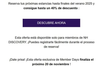 Hasta 40% descuento para registrados desde NH-Hoteles