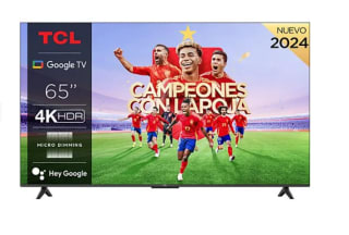 Televisor LED 65" - TCL 65P655, UHD 4K, Quad Core, Smart TV, Google TV, HDR, Brushed titanium metal front por 458.68€