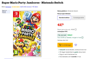 Super Mario party: Jamboree (Nintendo Switch) voor €42,75 bij Bol