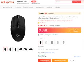 Mouse da Logitech, modelo G304 de 2.4Ghz - R$ 132,92