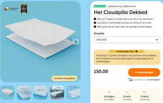 2 gratis Cloudpillo kussens bij aankoop van een Cloudpillo dekbed