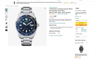 Reloj CITIZEN solar 100 metros AW1761-89L Silber por 109€