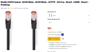 Netwerkkabel | Cat6 S/FTP | 30 meter (100% koper, LSZH, Zwart) voor €15 bij Bol.com