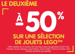 -50% sur le deuxième LEGO® acheté
