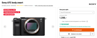 Sony A7C Body - Zwart voor €1.299 bij Sony A7C Body - Zwart
