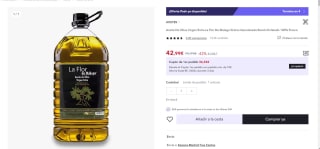 Aceite de Oliva Virgen Extra La Flor de Malaga 5L por 42,49€ (30,49€ usuario nuevo)