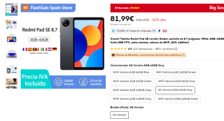 Xiaomi-Tableta Redmi Pad SE 4G de 4GB, 64GB por 81,99€